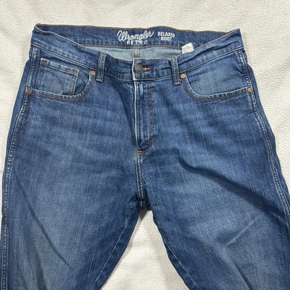 Wrangler Jeans Mens 34x34 Blue Retro Relaxed Bootcut Medium Wash 10WRT20JH